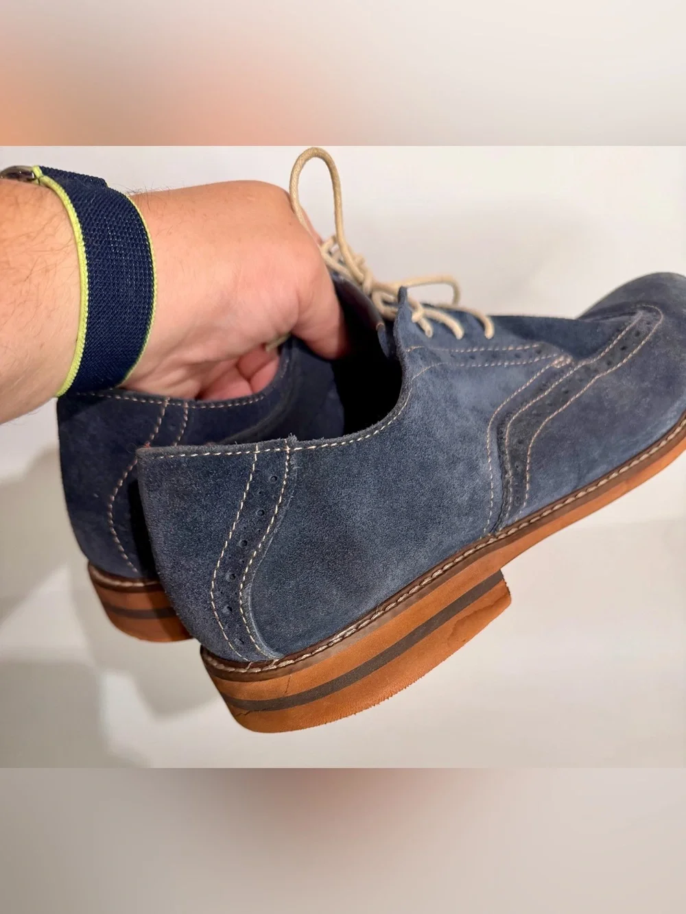 FLORSHEIM Mens Size 11 M Navy Blue Suede Wingtip Oxford Dress Shoes Lace Up